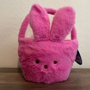 Peeps Bunny Plush Easter Egg Basket 10.5” Pink